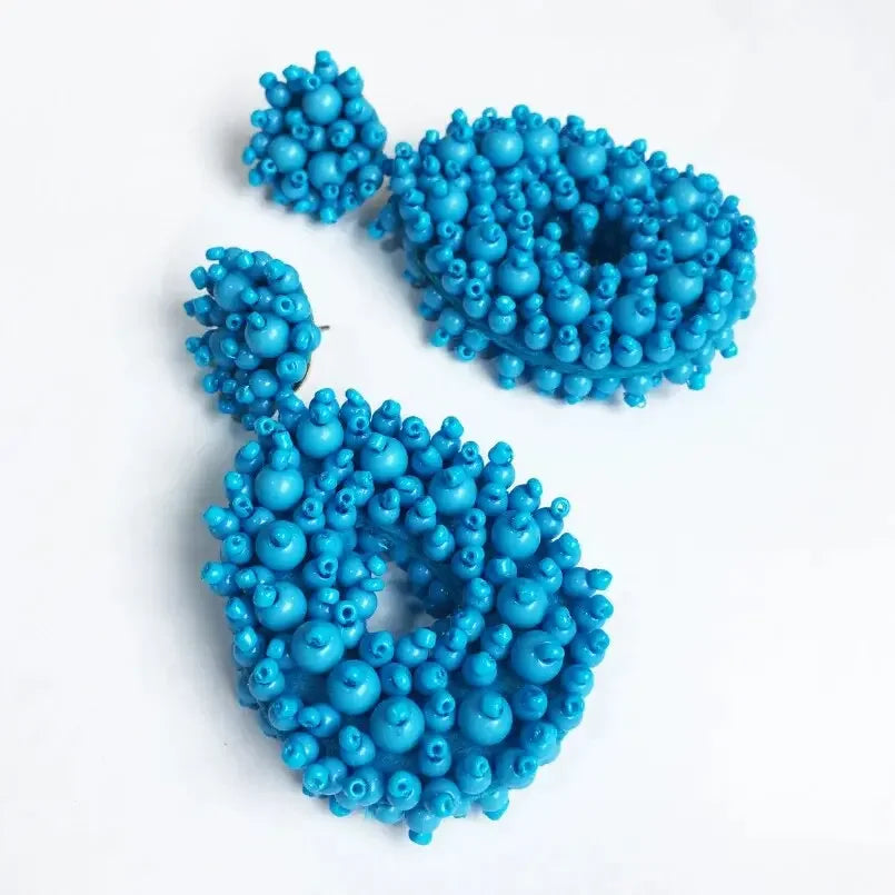 MANILAI Boho Fashion Beads Drop Earrings For Women Handmade Beaded Dangle Statement Earring Jewelry Gifts Wholesale