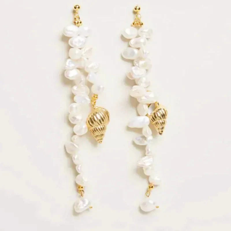 Boho Fashion Gold-Color Shell Necklace Natural Pearl Handmade Beautiful Necklace Women Baroque Jewelry Charm Statement Best Gift