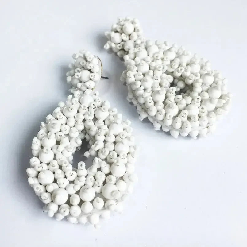 MANILAI Boho Fashion Beads Drop Earrings For Women Handmade Beaded Dangle Statement Earring Jewelry Gifts Wholesale