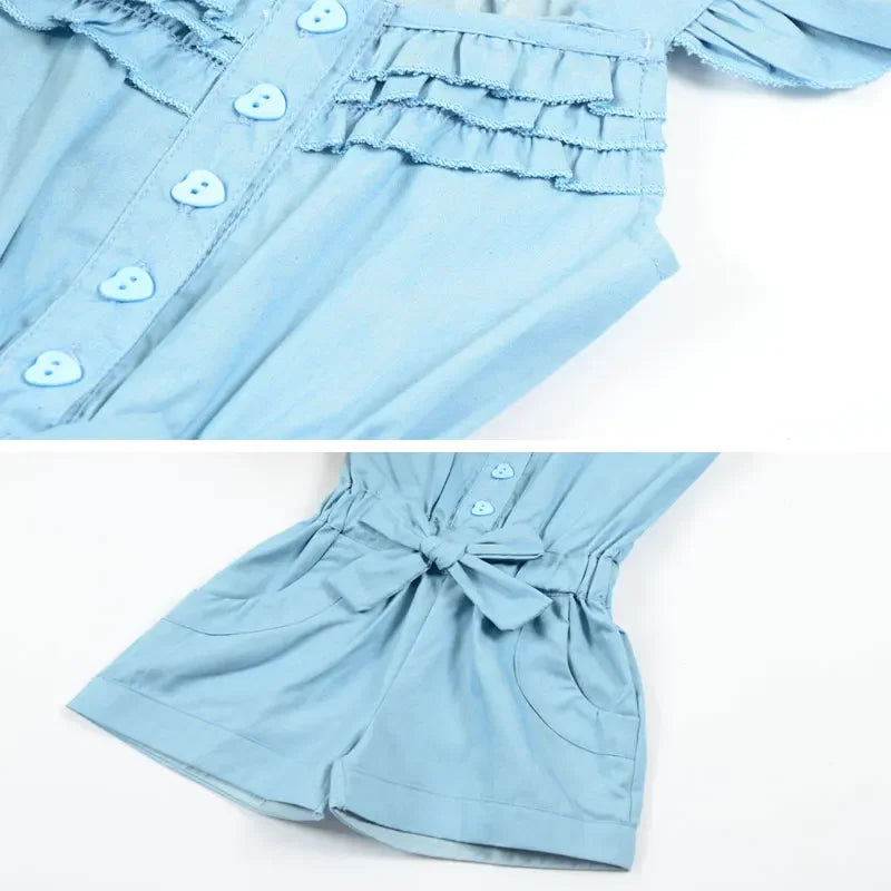 Summer Clothes Sets Toddler Girls Dresses Kids Overall Sleeveless Romper Jumpsuit Playsuit Dress Clothes Size 2-8Y