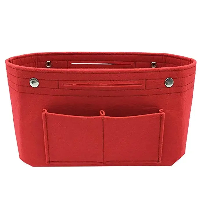 Makeup Storage Organizer,Felt Cloth Insert Cosmetic Bag Multi-pockets Fits in Handbag Cosmetic Toiletry Bag for Travel Organizer