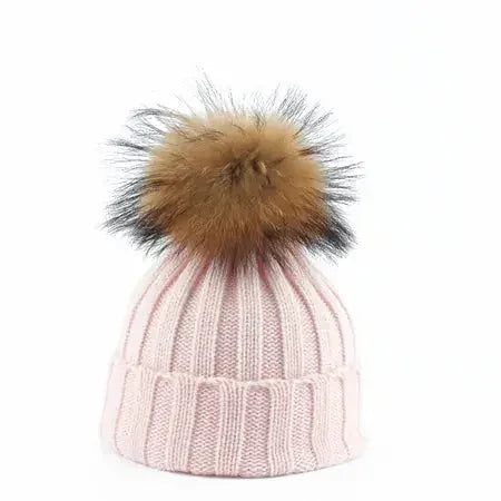 Kids Big Fur Beanie Hat