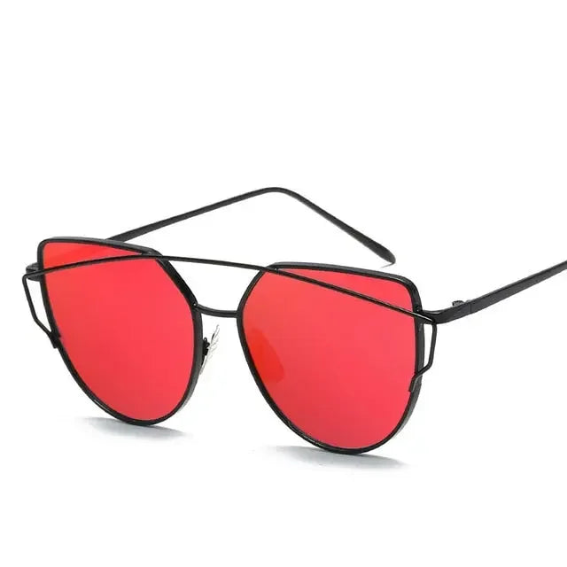 New Fashion Cat Eye Vintage Rose Gold Mirror Woman's Sunglasses Metal Reflective Flat Lens Tourism Sunglasses Multi-color style