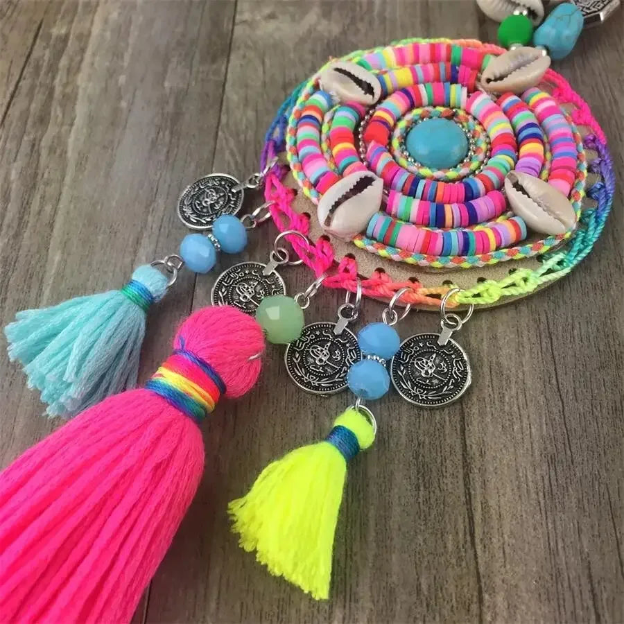Handmade Women Long Necklace Boho Bohemian Necklace Accessories Colorful Vintage Ethnic Punk Style Fashion Jewelry
