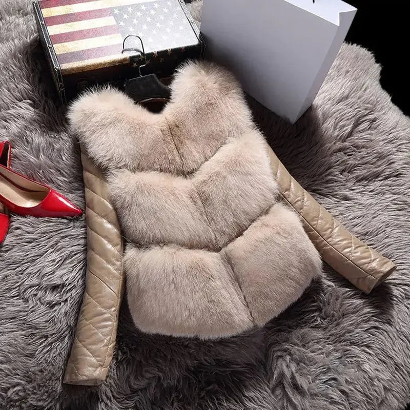 Naiveroo Fashion Autumn Winter Coat Thick Warm Women Faux Fox Fur Vest High-Grade Jacket Colete Feminino Plus Size 3XL