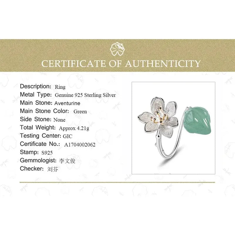 Floral Artisan 925 Sterling Silver Lotus Whispers Rings
