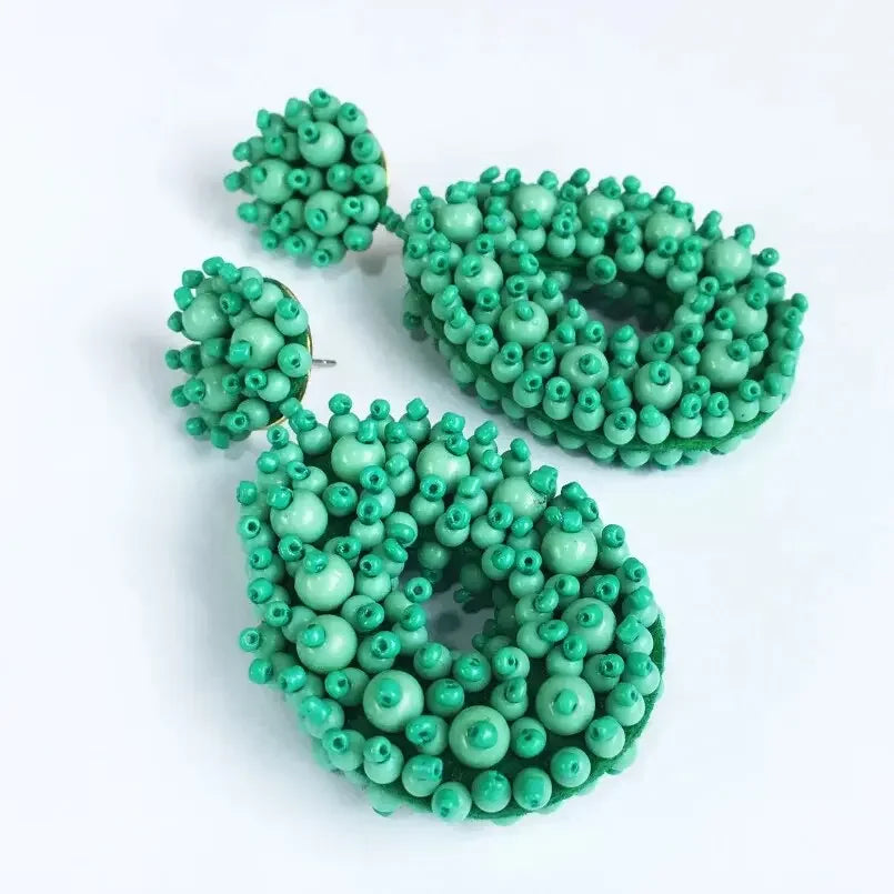 MANILAI Boho Fashion Beads Drop Earrings For Women Handmade Beaded Dangle Statement Earring Jewelry Gifts Wholesale