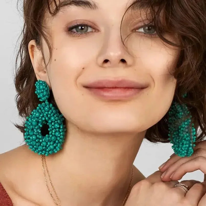 MANILAI Boho Fashion Beads Drop Earrings For Women Handmade Beaded Dangle Statement Earring Jewelry Gifts Wholesale