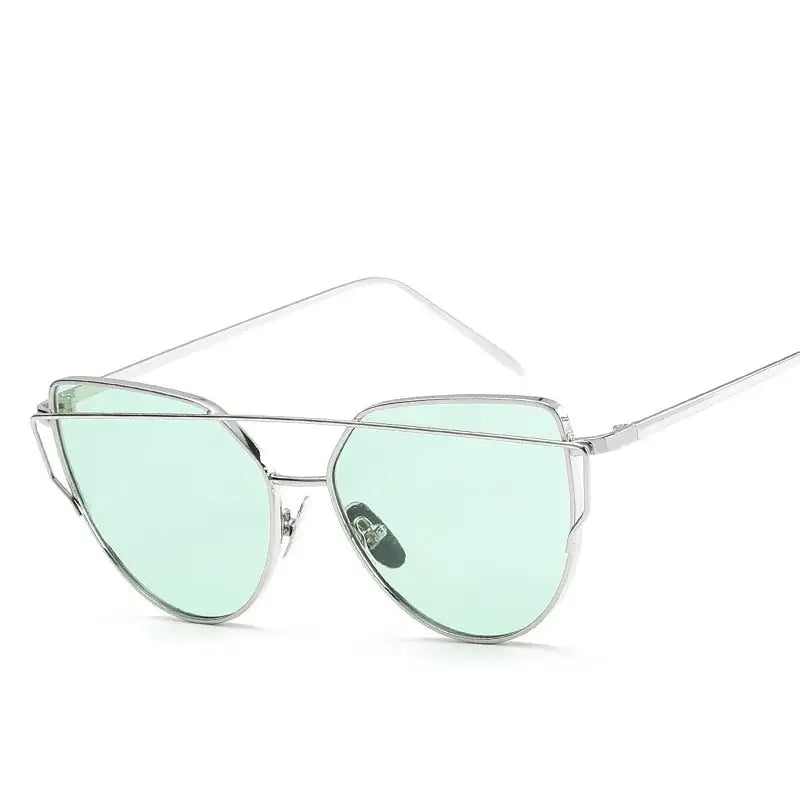New Fashion Cat Eye Vintage Rose Gold Mirror Woman's Sunglasses Metal Reflective Flat Lens Tourism Sunglasses Multi-color style