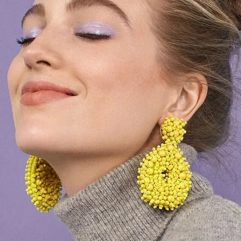 MANILAI Boho Fashion Beads Drop Earrings For Women Handmade Beaded Dangle Statement Earring Jewelry Gifts Wholesale