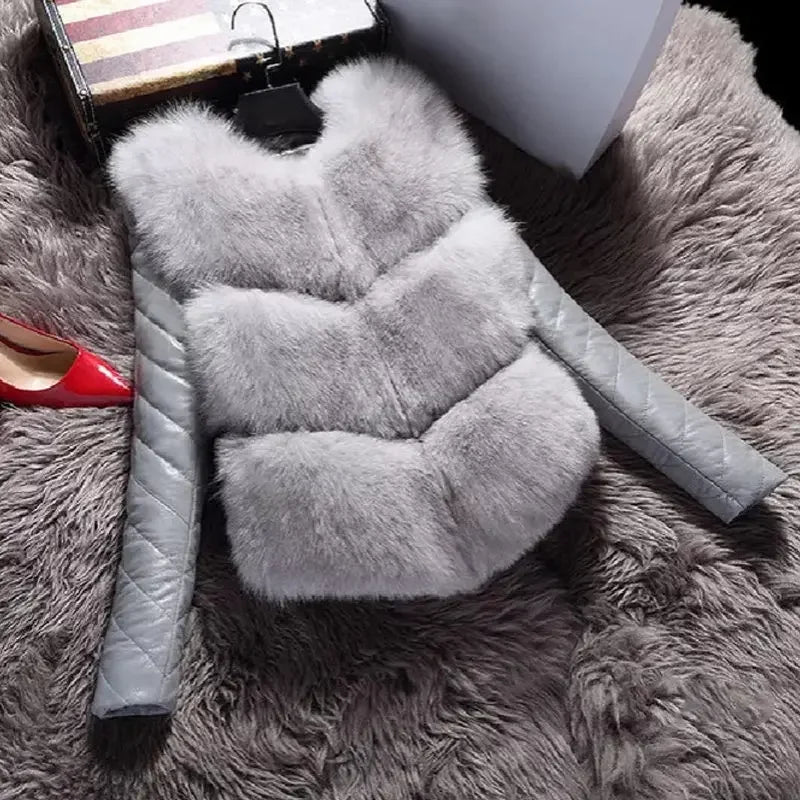 Naiveroo Fashion Autumn Winter Coat Thick Warm Women Faux Fox Fur Vest High-Grade Jacket Colete Feminino Plus Size 3XL