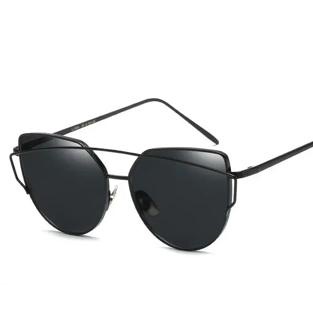 New Fashion Cat Eye Vintage Rose Gold Mirror Woman's Sunglasses Metal Reflective Flat Lens Tourism Sunglasses Multi-color style