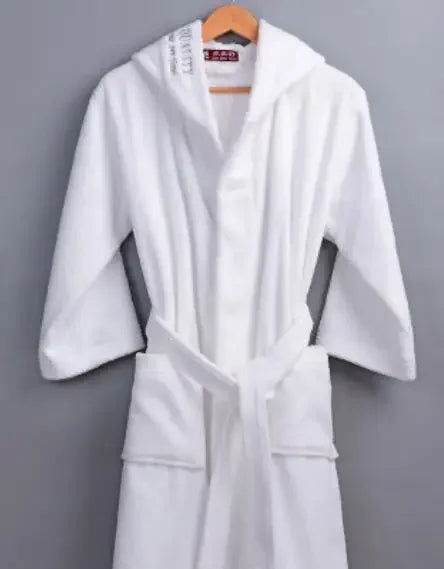 Terry Hooded Embroidery Cotton Bathrobe
