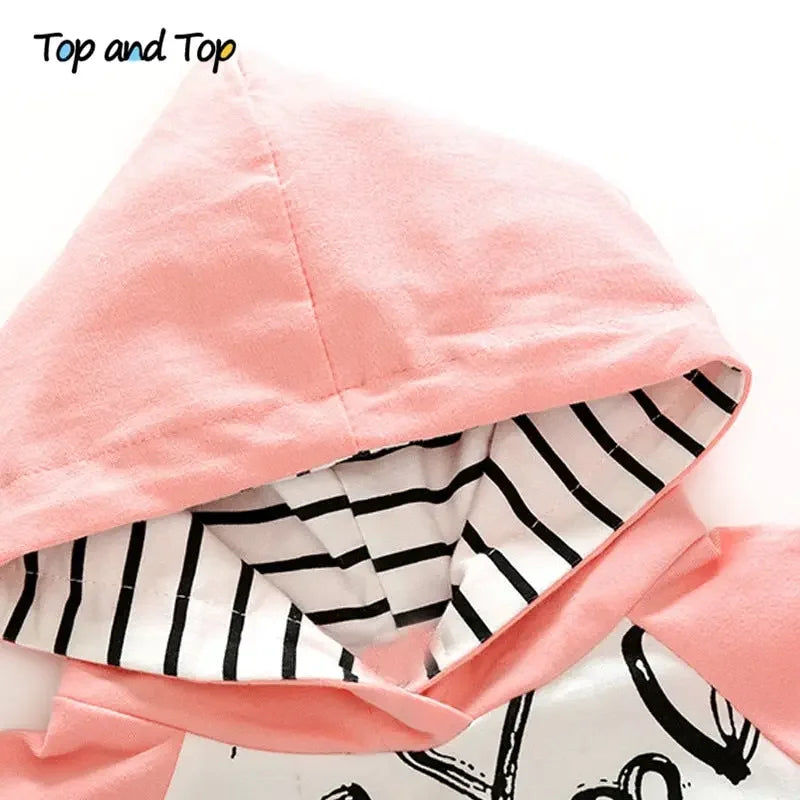 LUX BABY Hooded Sweatshirt & Striped Pants 2pcs Outfit