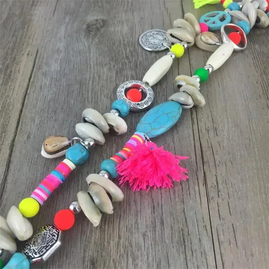 Handmade Women Long Necklace Boho Bohemian Necklace Accessories Colorful Vintage Ethnic Punk Style Fashion Jewelry