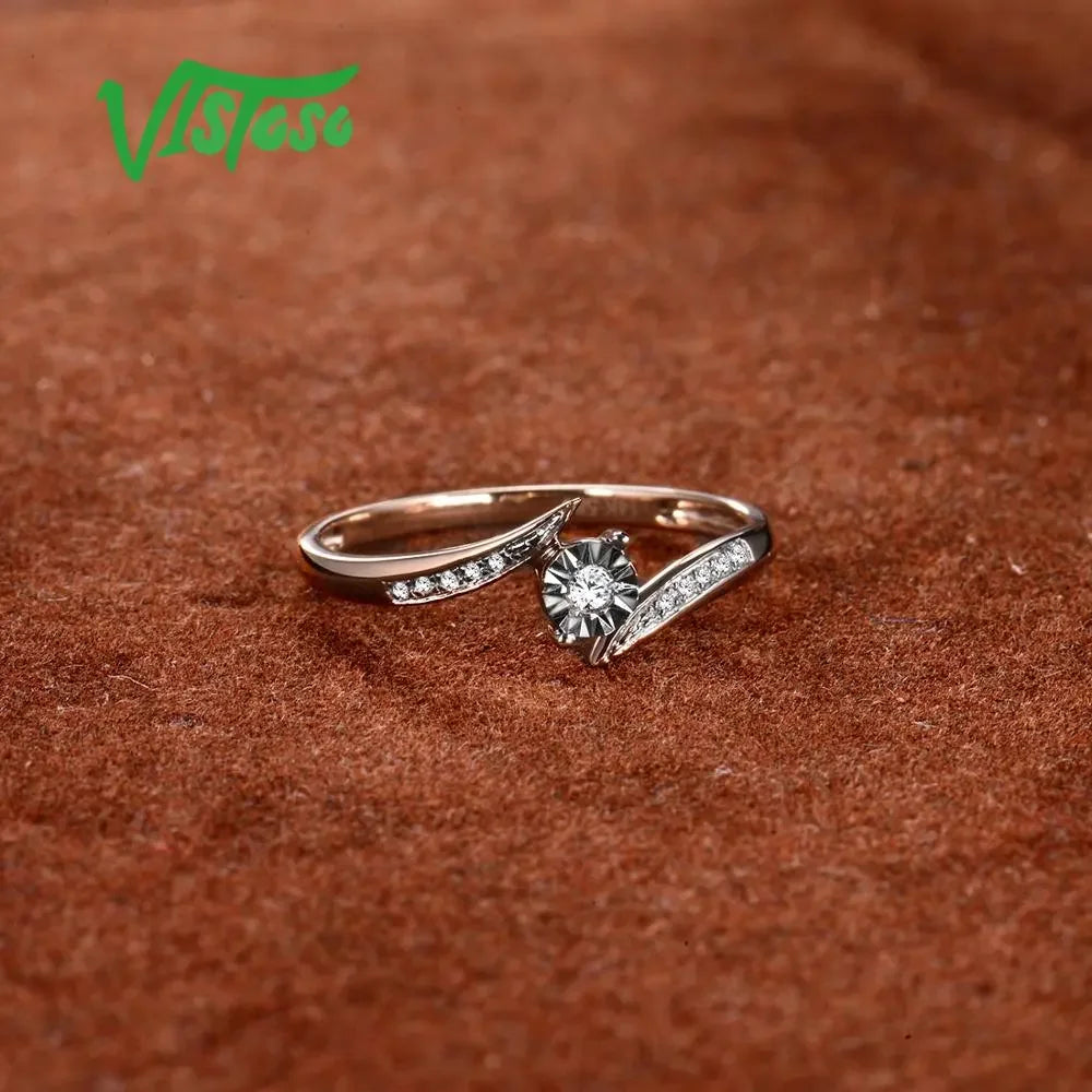 LUX 14K 585 Diamond Gold Ring
