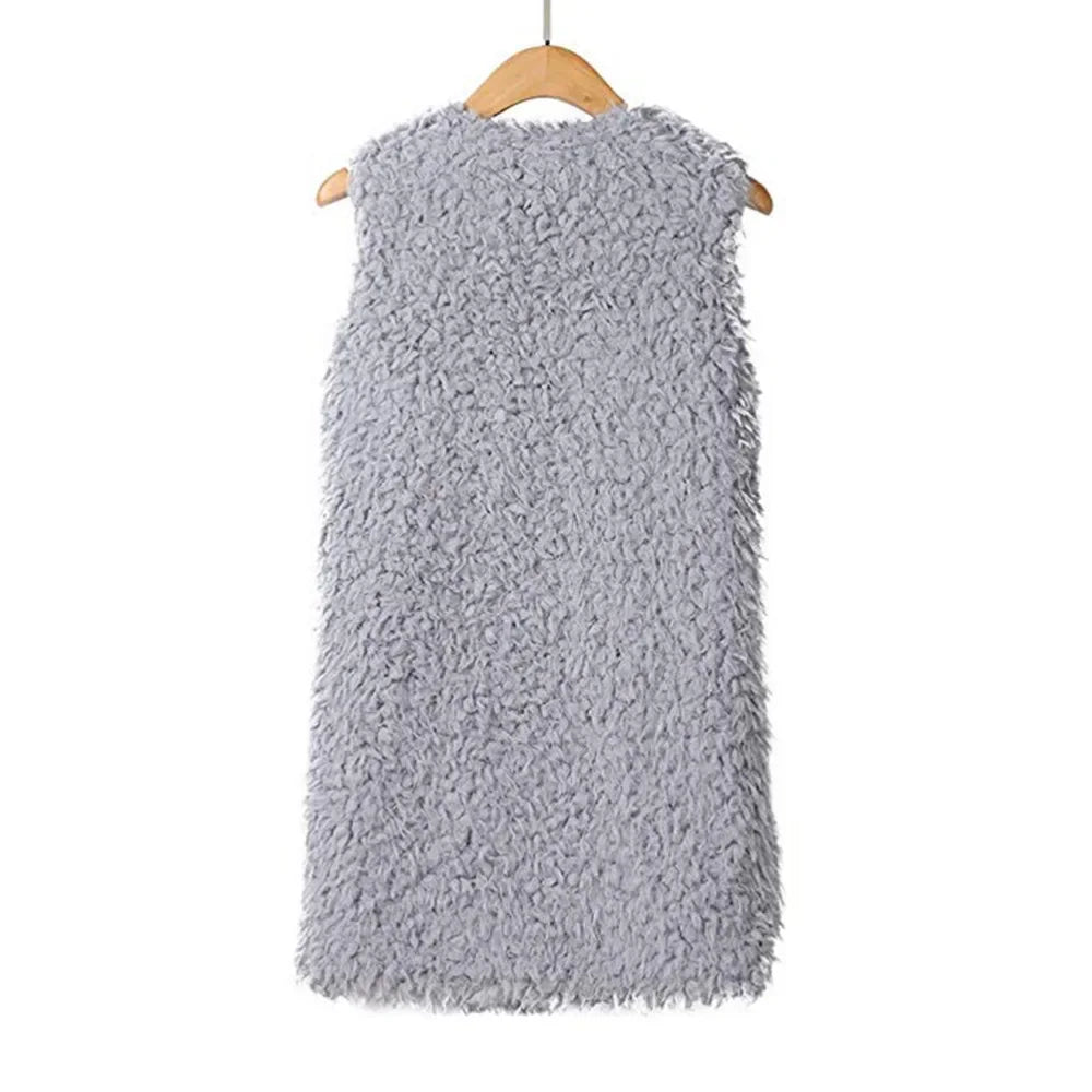 Winter Warm Faux Fur For Women Fashion Slim Fur Vest Female Light Long Coat Abrigo Mujer Furry Vest Fake Fur Comfort Bontjas