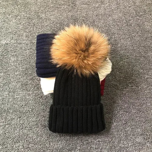 LUXKIDS Winter Classic Fur Pom Hat