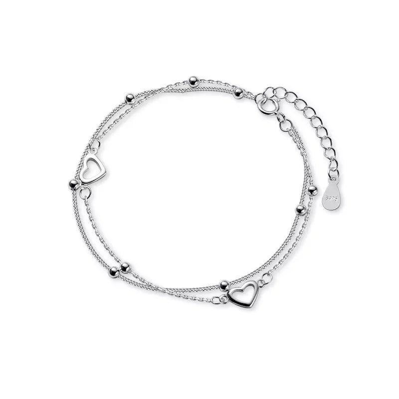 Romance 925 Sterling Silver Double Love Bracelet