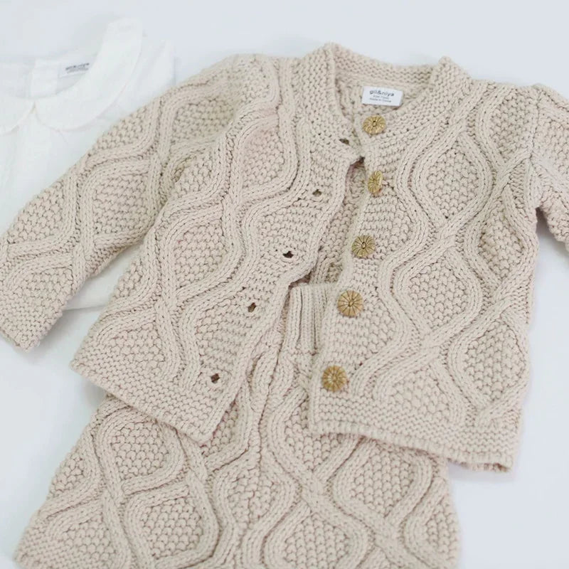 Toddler Baby Boys Girls Clothing Sets Fall Winter Cardigan Sweater+Shorts Infant Baby Girls Boys Knit Suit Korean Style