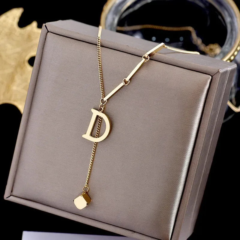 Elegant D Charm Necklace