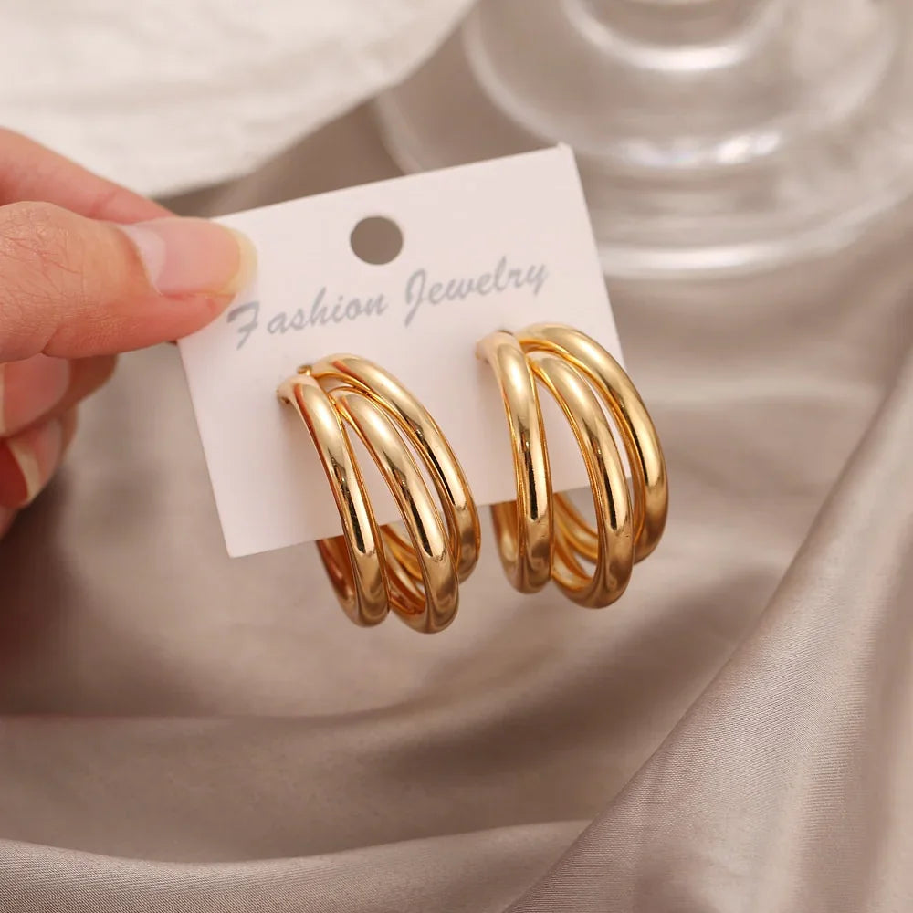 Vintage Metal Flower Statement Earrings