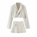 XEASY Women Blazer Clothing Two Piece Set Women Suits With Skirt Female Suit Tweed Long Sleeves Short Skirt Suits Blazer