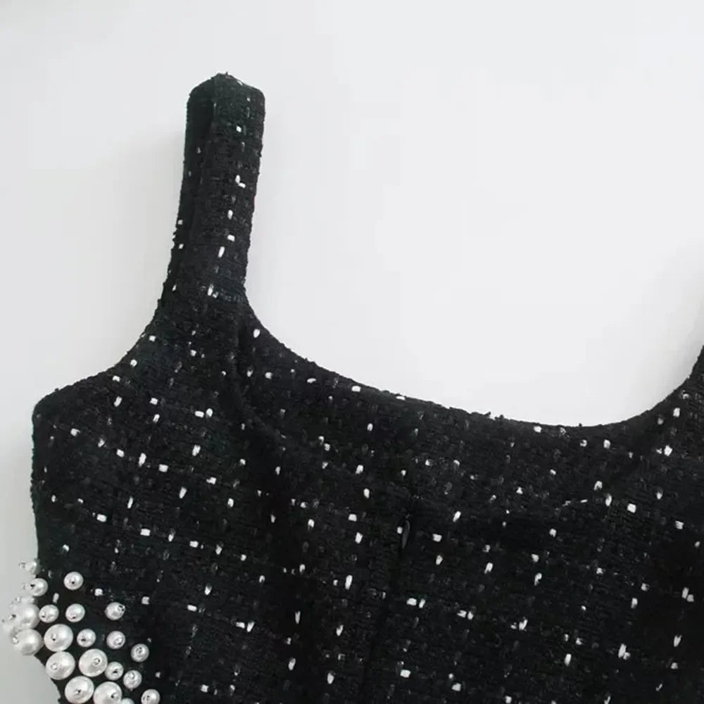 Vintage Tweed Black Mini Dress