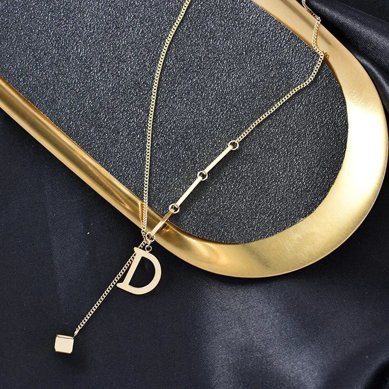 Elegant D Charm Necklace