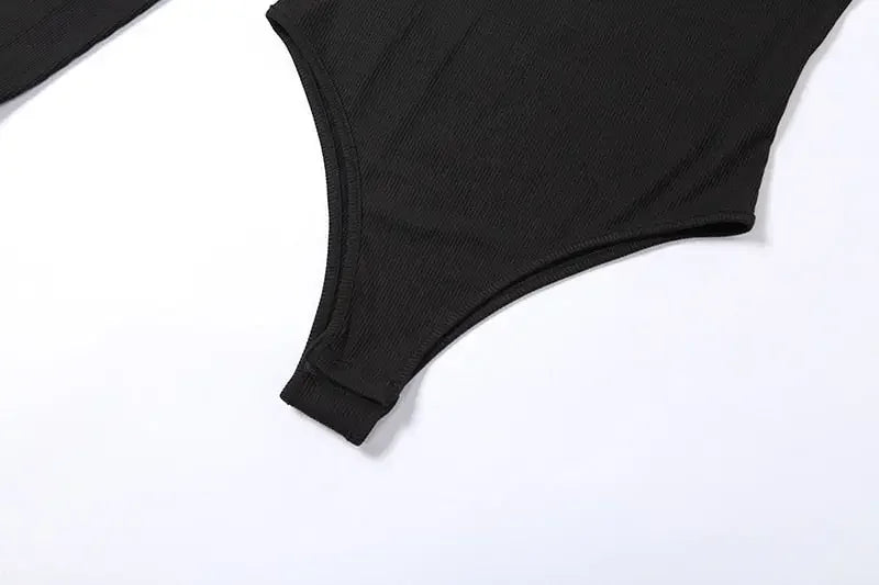 One Shoulder Black Bodysuit