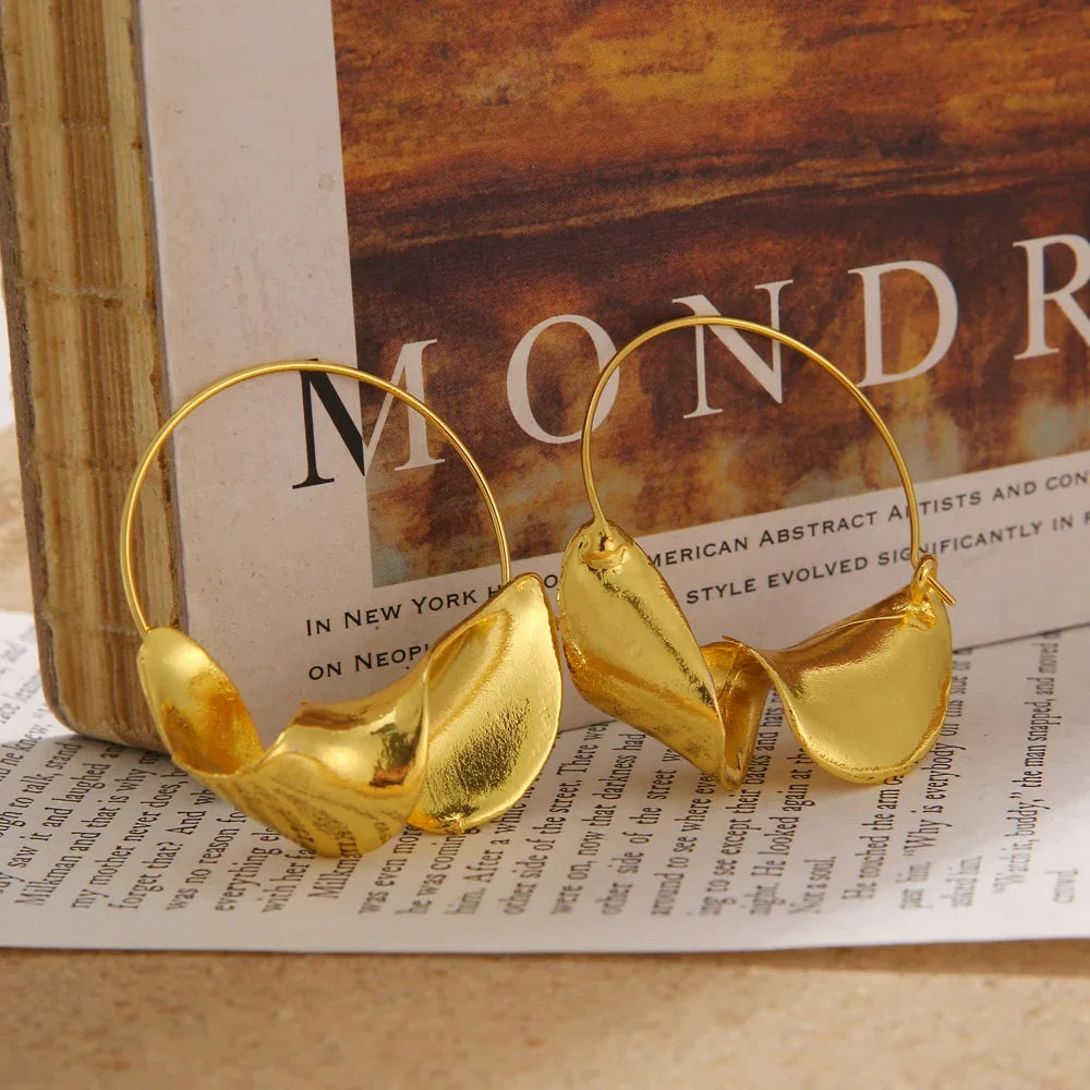 Vintage Metal Flower Statement Earrings