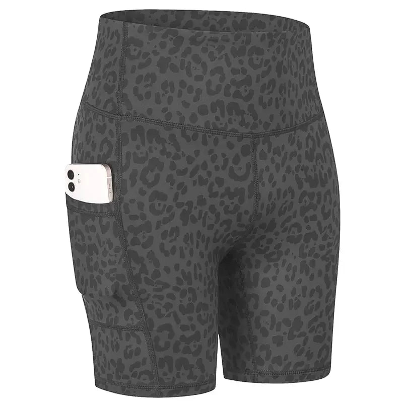 Women's Yoga Shorts with Pocket Running Tights Short  High Waist Gym Compression Sport Shorts Yoga Legging Gym Workout Short