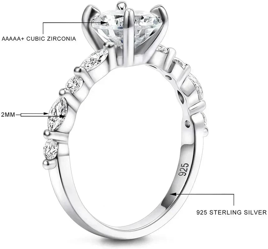 TIGRADE 3CT 925 Sterling Silver Ring Oval Cut Cubic Zirconia Engagement Rings Solitaire Halo Promise Ring For Women Size