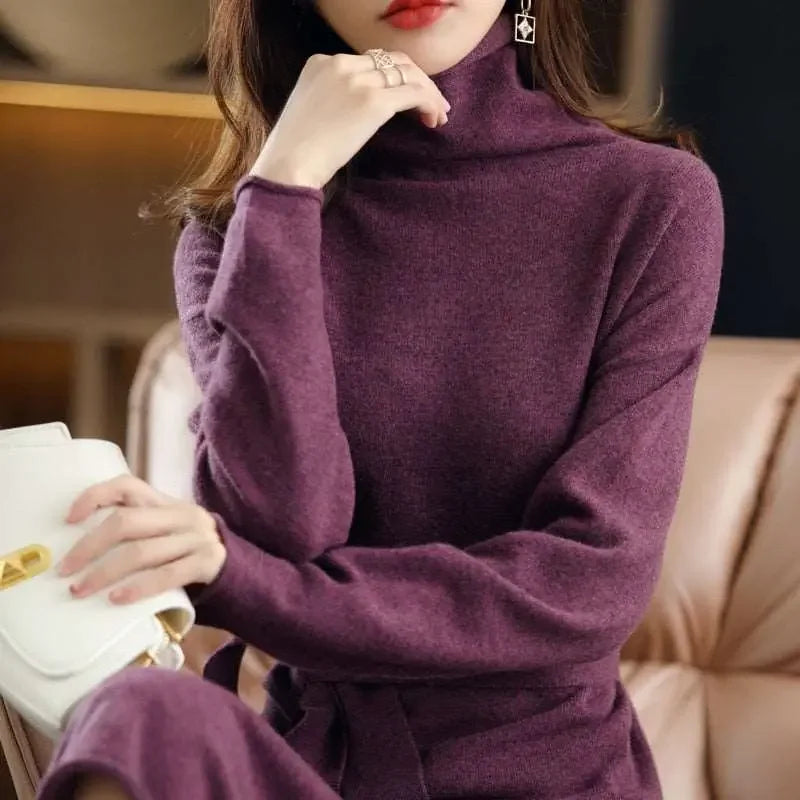 Cashmere long-sleeved knit sweater dress
