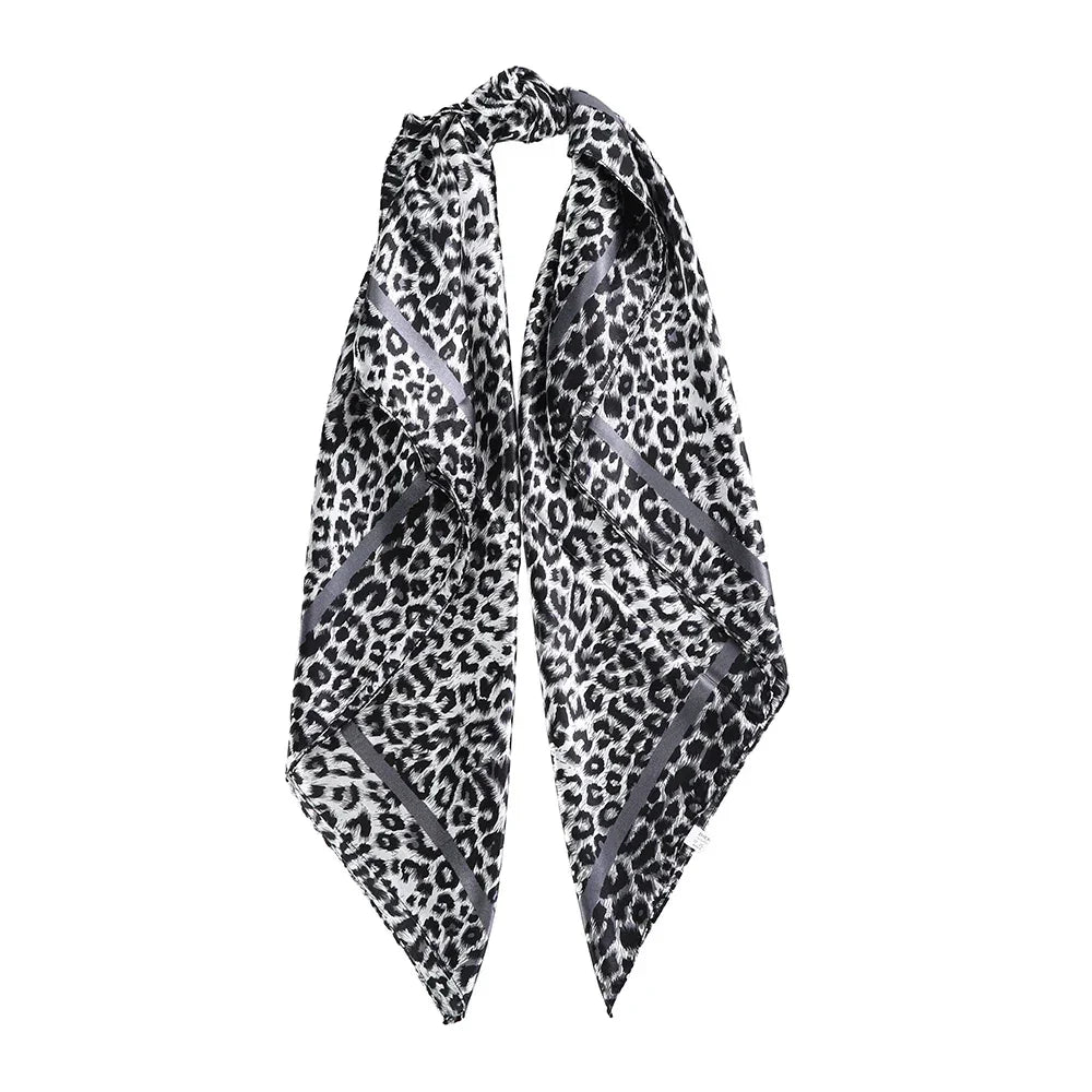 AWAYTR Fashion Head Scarf Leopard Print Satin  Hair Bands for Girls Women Headband Scarfs Body Glitter Turban Bandanas Headwear