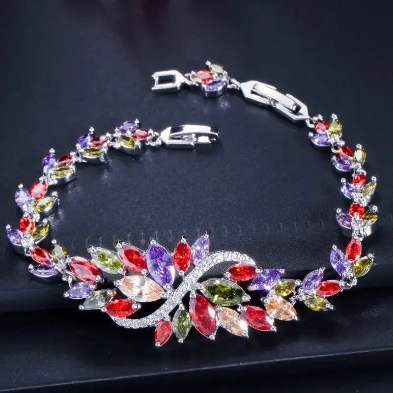 CWWZircons 6 Colors Choice Luxury Women Party Evening Jewelry Big Green Crystal Bridal Wedding Bracelet Bangle for Women CB194