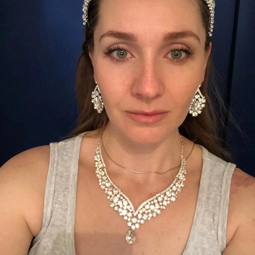 Fashion Crystal Wedding Bridal Jewelry Sets Tiara Crown Earring Necklace Bride Women Pageant Prom Jewelry Set Hair Ornaments