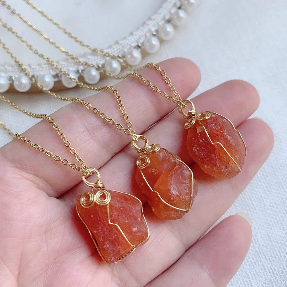 Carnelian Crystal Necklace Women