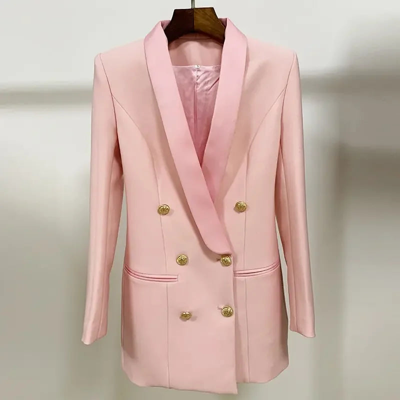 Long Sleeve Satin Collar Blazer Dress