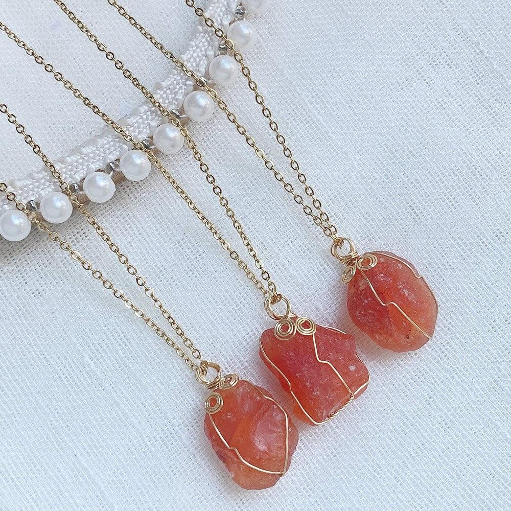 Carnelian Crystal Necklace Women