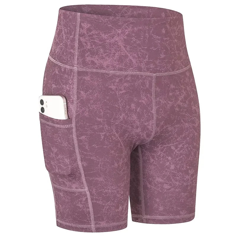 Women's Yoga Shorts with Pocket Running Tights Short  High Waist Gym Compression Sport Shorts Yoga Legging Gym Workout Short