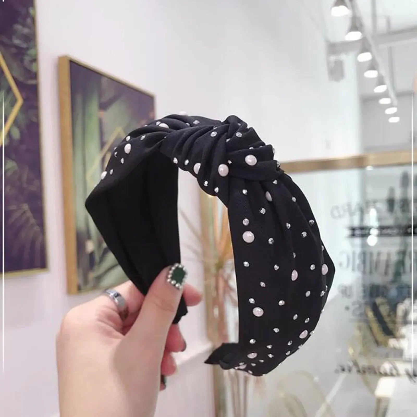 Handmade Pearl & Rhinestone Knot Headband