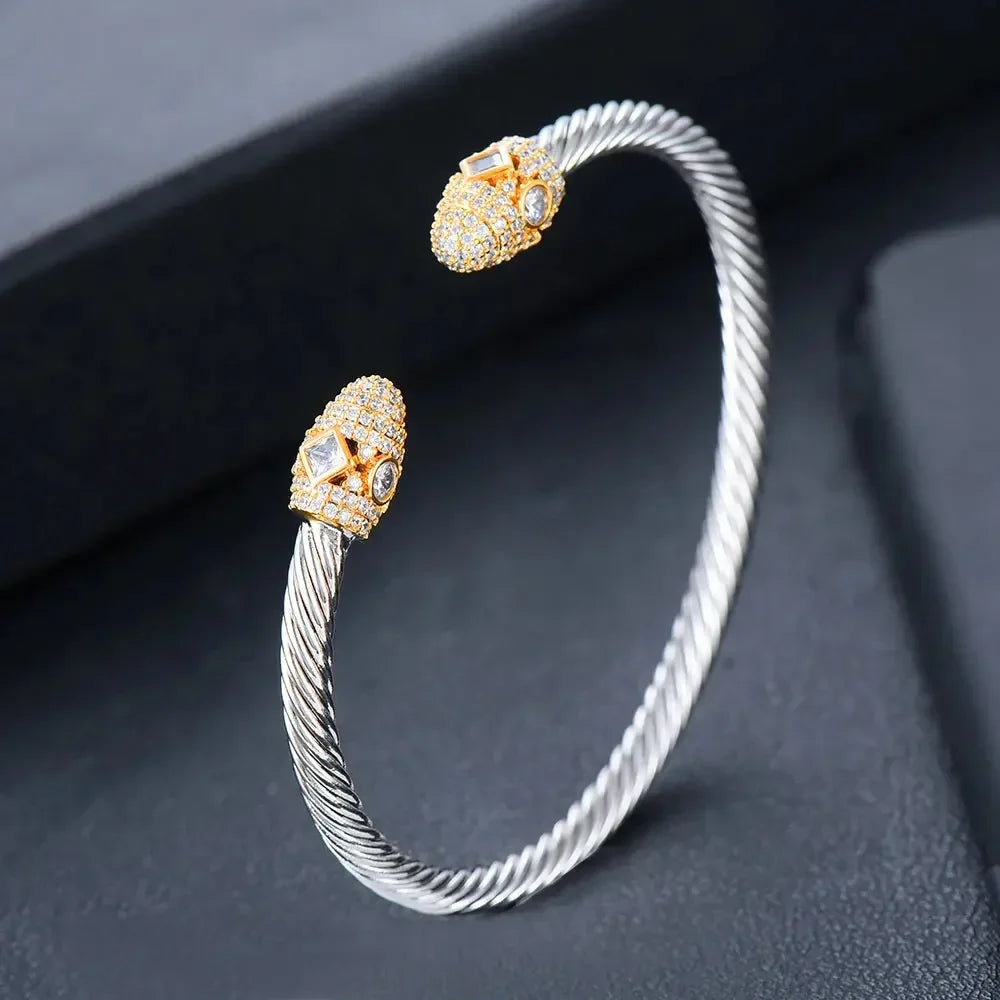 Missvikki Original design Stackable Bangle For Women Bridal Wedding Cubic Zircon OPen Bangle Dubai Bracelet Party Jewelry
