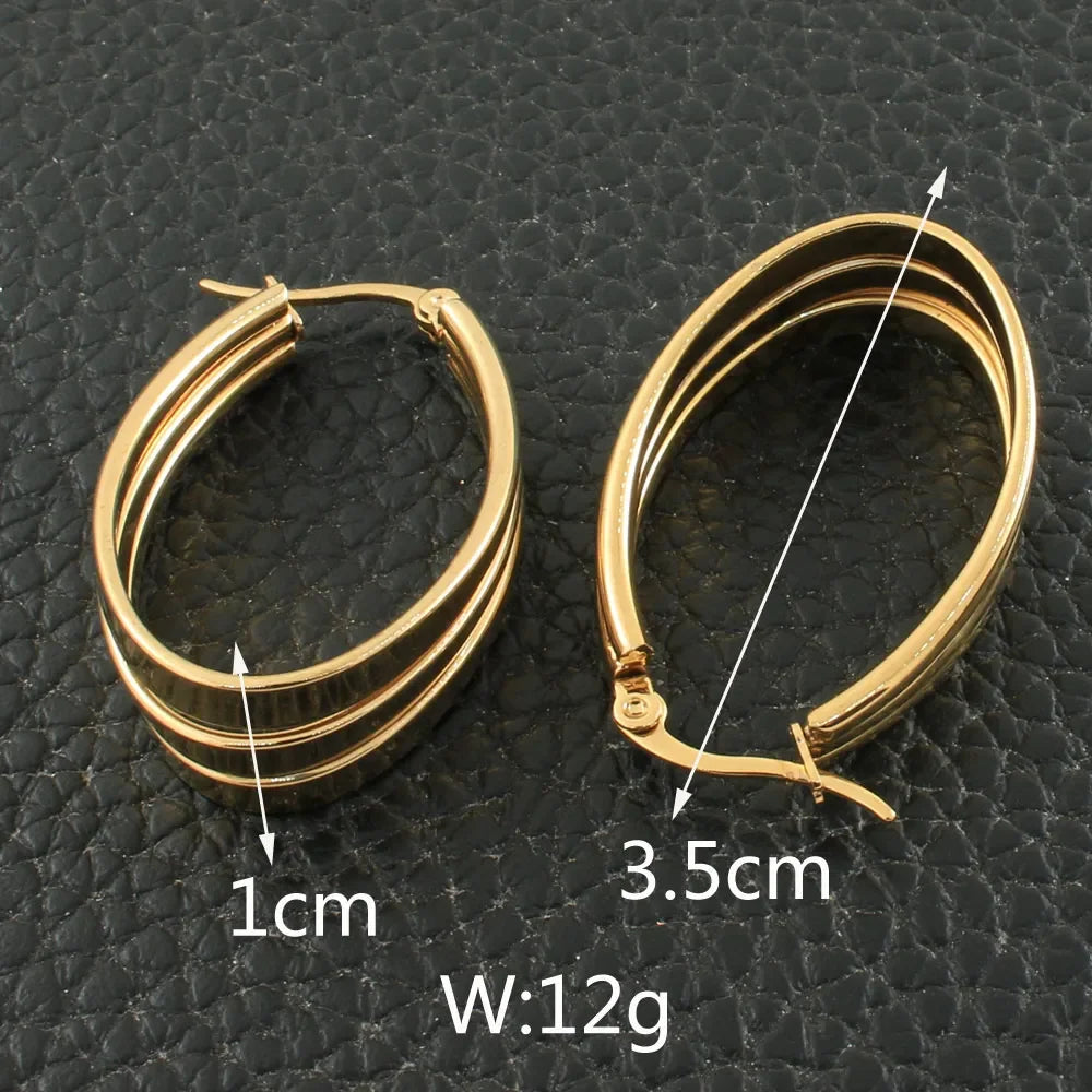Newest Gold Color Fashion Stainless Steel Jewelry Simple Hoop Earrings Personality Bijoux En Acier Inoxydable Femme EFGZCBEP