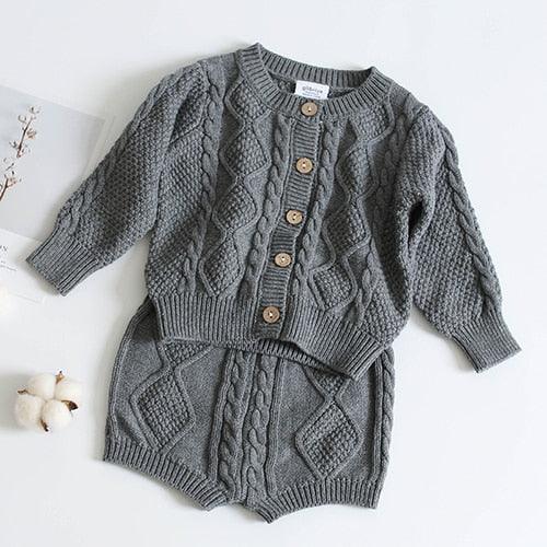 Toddler Baby Boys Girls Clothing Sets Fall Winter Cardigan Sweater+Shorts Infant Baby Girls Boys Knit Suit Korean Style