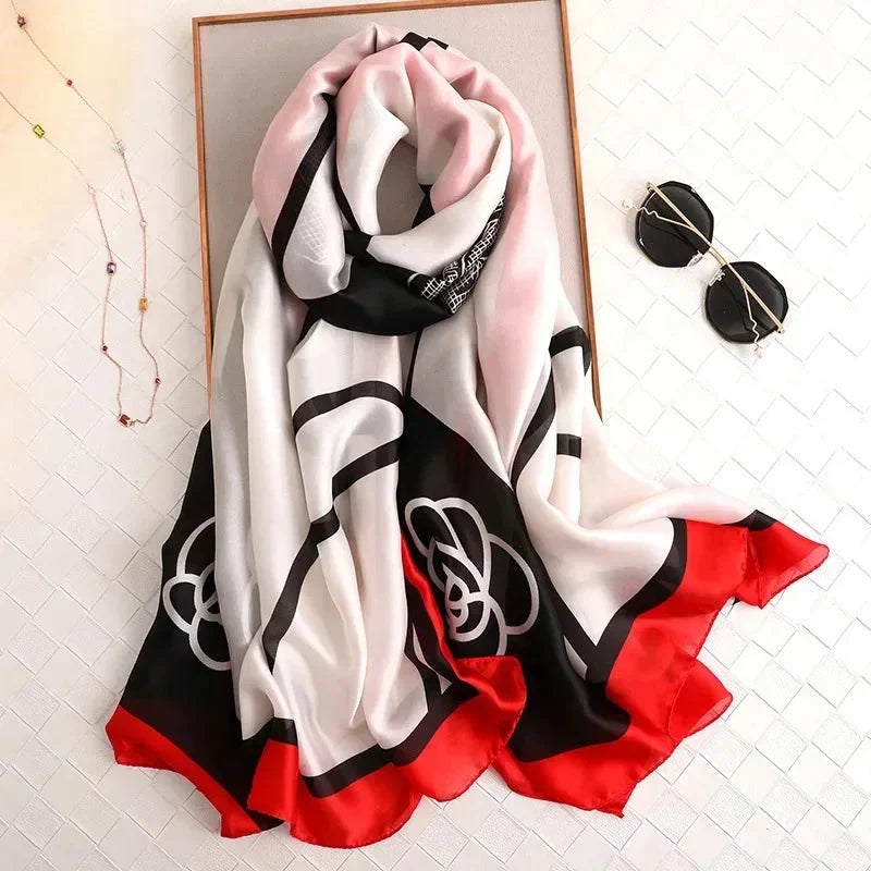 180*90cm Luxury Brand Women Summer Silk Scarves Shawl Lady Wrap Soft Female Europe Designer Beach Bandanna foulard muffler pareo