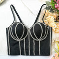 Irene Tinnie Sexy Rhinestone Bustier Corset Push Up Night Club Bralette Women's New Fashion Bra Cropped Top Plus Size Vest