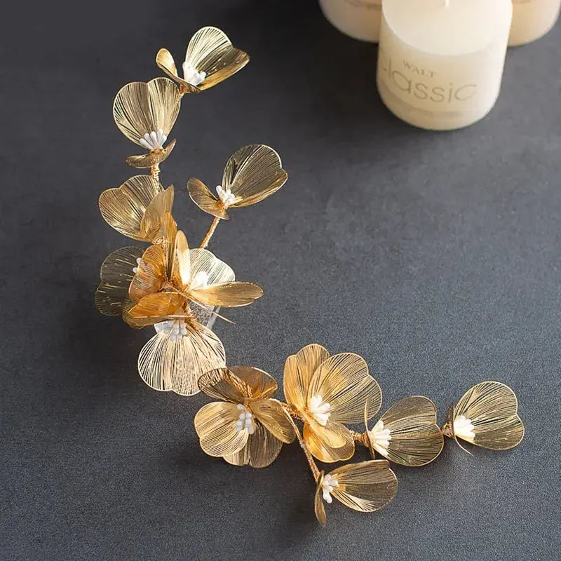 Flower Hairband Bridal Hair Jewelry Pearl Crystal Headband Elegant Birthday Party Tiara Crown Wedding Hair Accessories For Women