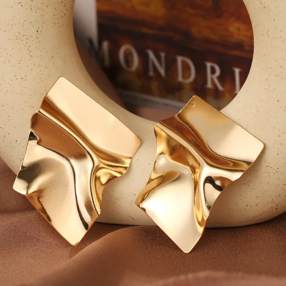 Vintage Metal Flower Statement Earrings