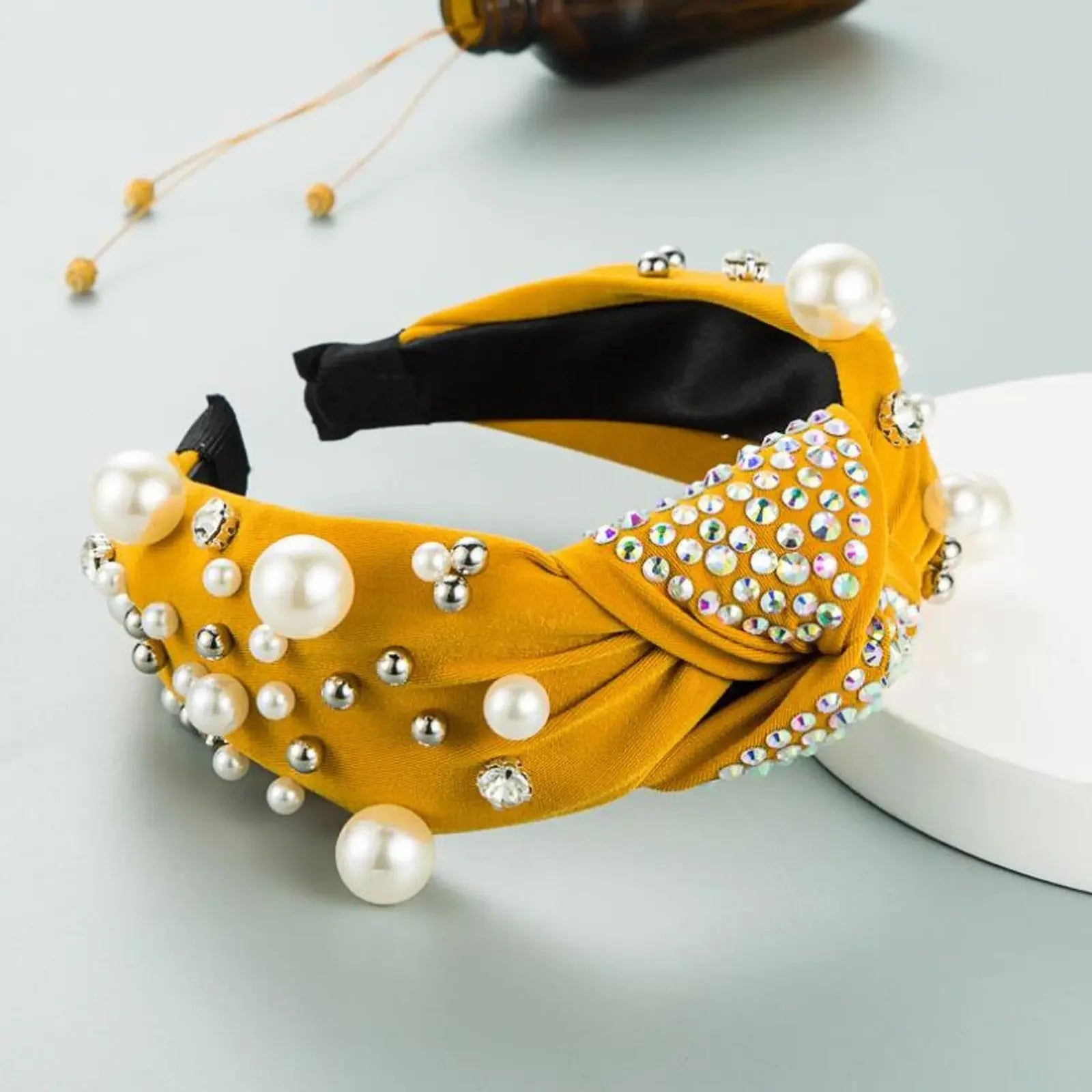 Mixed Pearl Baroque Center Knot Hairband